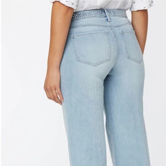 NYDJ Teresa Wide Leg Ankle Jeans With Embroidered Waistband Solstice 18 NWT - Picture 2 of 3